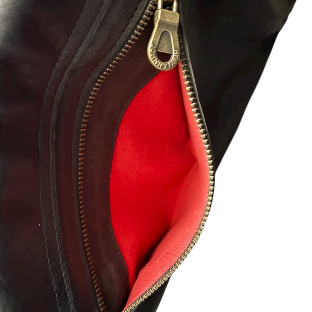 Johnny Farah crossbody medium size adjustable shoulder strap black leather bag - Picture 12 of 16